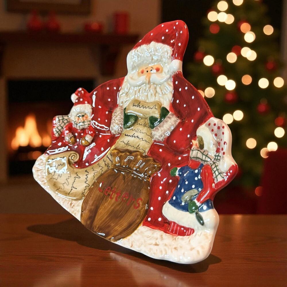 Santamates Noble Excellence Santa Clause Ceramic Cookie Plate Candy Dish